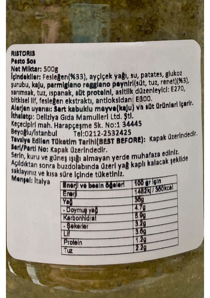 Parmesanlı Pesto Sos 500 gr modelleri