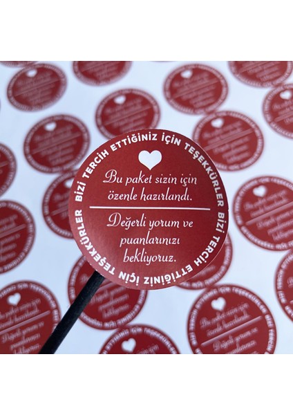 Sticker Kuşe-Bu Paket Sizin Için Özenle Hazırlandı- 4 x 4 cm 50 Adet
