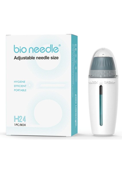 H24 Titanyum 24 Iğneli Dermastamp Ayarlanabilir İğne Uzunluğu + Temizleme Spreyi