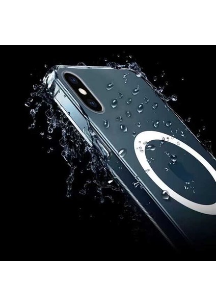 Apple iPhone Xs Max 6.5 Kılıf Magsafe Destekli Wireless Kablosuz Şarj Uyumlu Şeffaf Silikon Kılıf