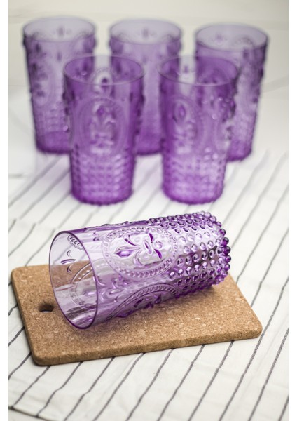 Akrilik Mor 6 LI Uzun Bardak & Su Meşrubat Bardağı 750 ml ( Cam Değildir )