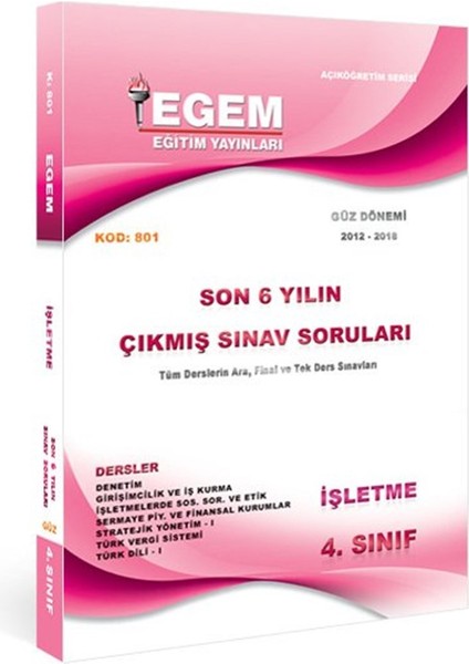 Açık Öğretim (AÖF) İşletme 4. Sınıf Güz Bahar 7 ve 8 Dönem Konu Anlatımlı Soru Full Set