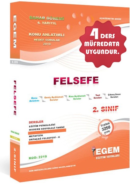 Açık Öğretim (AÖF) Felsefe 2 ve 3. Sınıf Güz ve Bahar 3,4,5,6 ,dönem Konu Anlatımlı Soru