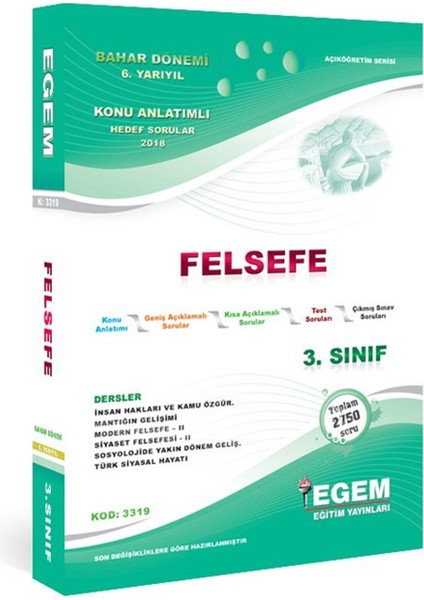 Açık Öğretim (AÖF) Felsefe 2 ve 3. Sınıf Güz ve Bahar 3,4,5,6 ,dönem Konu Anlatımlı Soru