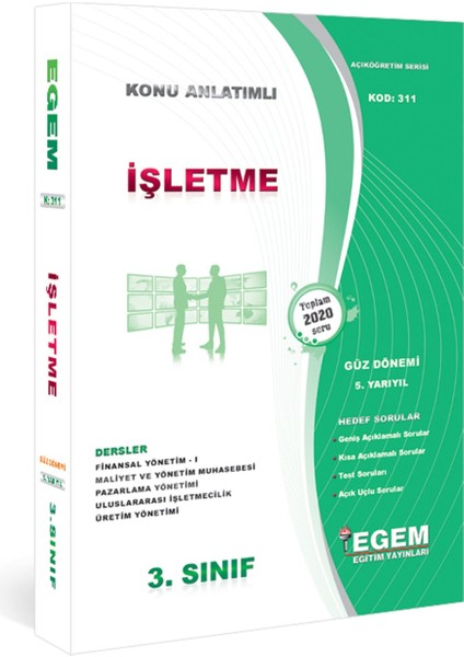 Açık Öğretim (AÖF) İşletme 3 ve 4. Sınıf Güz Bahar 5,6,7,8 Dönem Konu Anlatımlı Soru Full Set