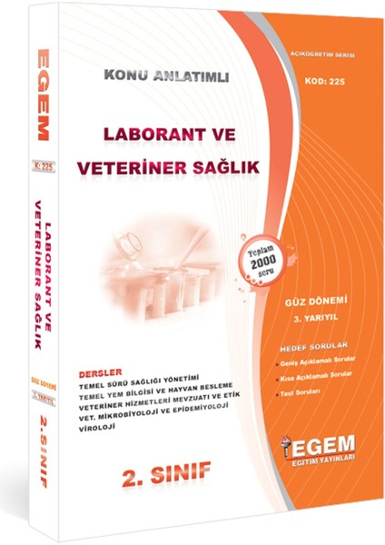 Açık Öğretim (AÖF) Laborant ve Veteriner Sağlık 2. Sınıf Güz ve Bahar Dönemi Anlatımlı Soru fiyatları