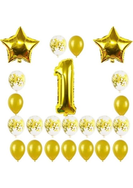 1 Yaş Altın Yıldızlar Balon Set