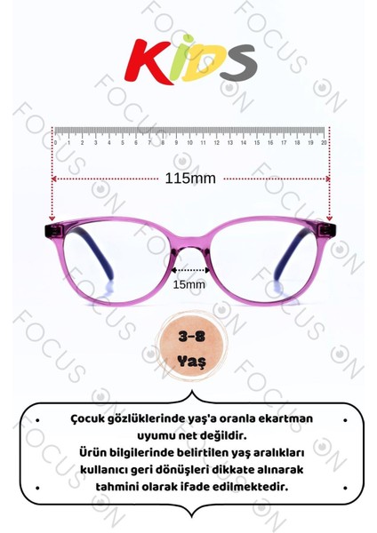 Mor 3-8 Yaş Mavi Işık Filtreli Çocuk Ekran Gözlüğü
