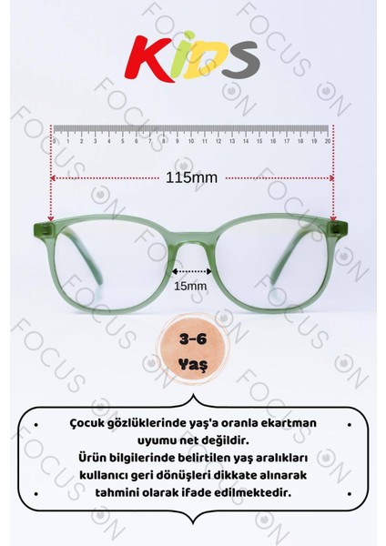 Yeşil 3-6 Yaş Mavi Işık Filtreli Çocuk Ekran Gözlüğü fiyatları