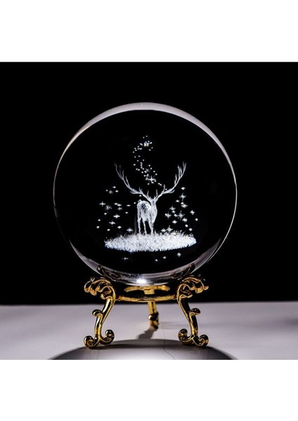3D Karlar Ülkesi Geyik Tasarımlı Metal Ayaklı Cam Küre Dekoratif ve Melek Kolye modelleri