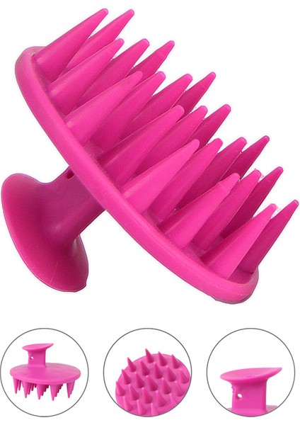 Fuşya Yumuşak Silikon Uçlu Kedi Fırçası Yıkama Tarağı - Köpek Kaşıma Tarağı Yıkama Fırçası Vantuzlu