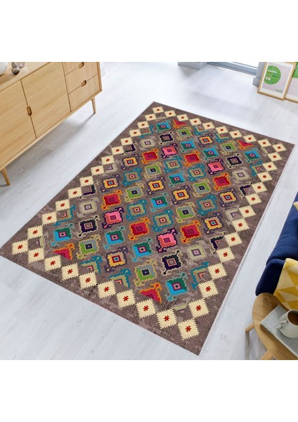 Dijital Baskı Yıkanabilir Kaymaz Taban Salon Halısı RVG0353