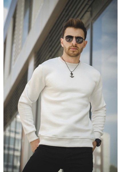 Gomez Fitted Üç Iplik Şardonlu Pamuklu Bisiklet Yaka Sweatshirt