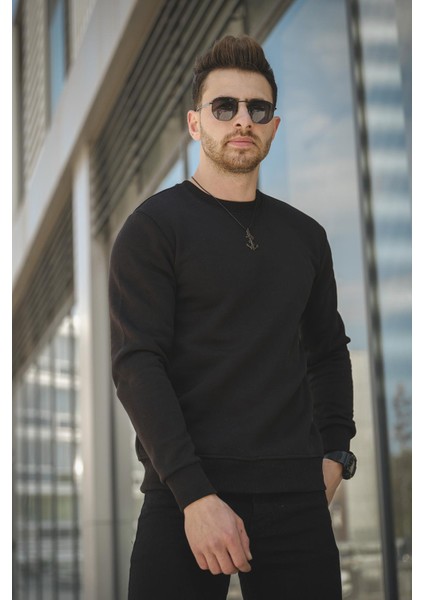 Gomez Fitted Üç Iplik Şardonlu Pamuklu Bisiklet Yaka Sweatshirt