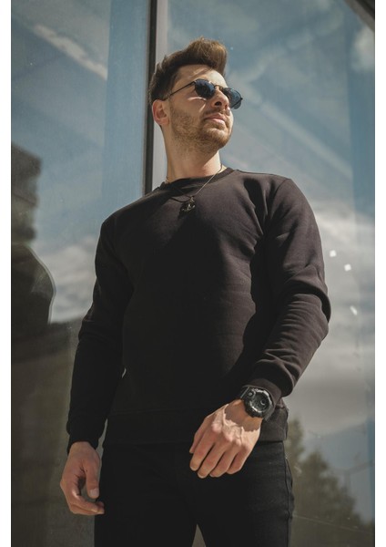 Gomez Fitted Üç Iplik Şardonlu Pamuklu Bisiklet Yaka Sweatshirt