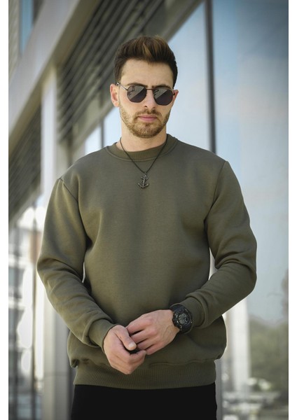 Gomez Fitted Üç Iplik Şardonlu Pamuklu Bisiklet Yaka Sweatshirt