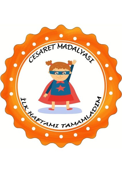 Cesaret Madalyası Okul Etiketi Stickerı 5 x 5 cm 24 Adet