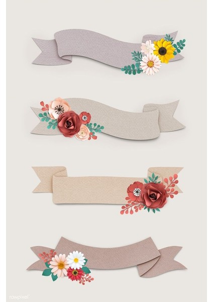 Çiçek Görselli Okul Etiketi Stickerı 2 x 6 cm 24 Adet