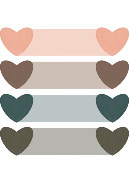 Kalp Görselli Okul Etiketi Stickerı 2 x 6 cm 24 Adet