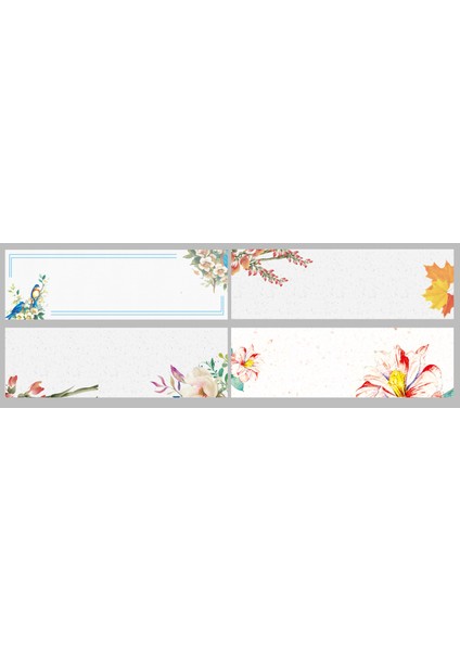 Çiçek Görselli Okul Etiketi Stickerı 2 x 6 cm 24 Adet