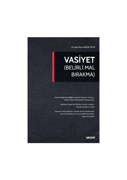 Vasiyet &#40;belirli Mal Bırakma&#41; - Ayşe Merve Belge Çetin