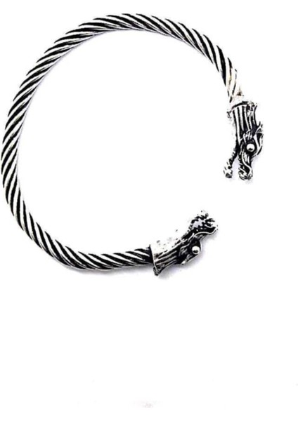 Gümüş Kaplama Unisex Kelepçe Bileklik Ejderhalı fırsatları