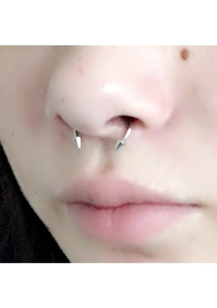 Paslanmaz Çelik Gümüş Renk Mıknatıslı Fake Sahte Septum Piercing