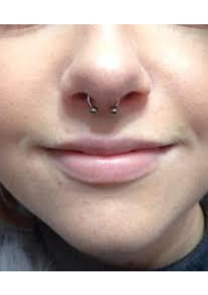 Paslanmaz Çelik Gümüş Renk Mıknatıslı Fake Sahte Septum Piercing