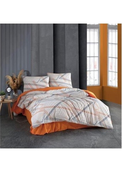 Çift Kişilik Prizma Turuncu Nevresim Takımı