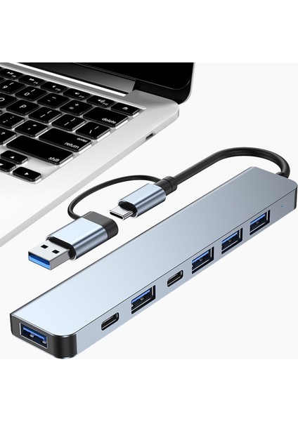 USB Hub Bölücü 7-Ports 8-In-1 Hub Bir Çekme Beş Hub 3.0 Dizüstü Bilgisayar Yerleştirme Istasyonu (Yurt Dışından)