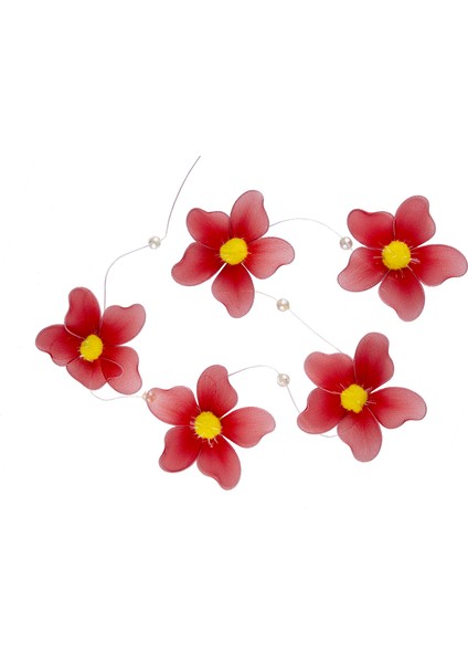 Sarkıt - Süsleme Malzemesi - Çiçek Desenli - 90CM - Kırmızı
