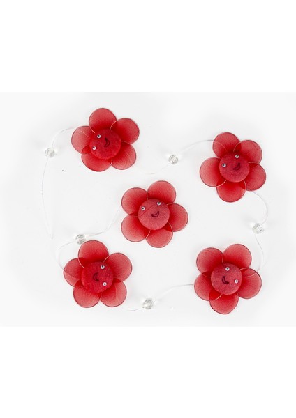 Sarkıt - Süsleme Malzemesi - Çiçek Desenli - 90CM - Kırmızı