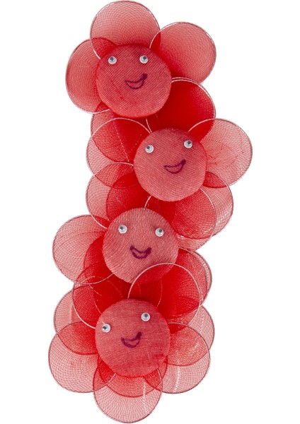 Sarkıt - Süsleme Malzemesi - Çiçek Desenli - 90CM - Kırmızı