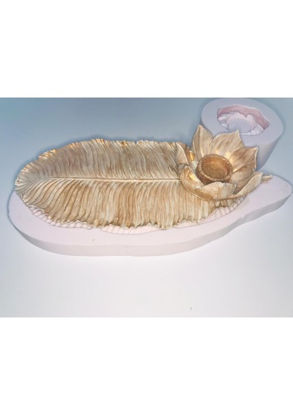 Yaprak Taban Lotus Çiçeği Mumluk Set Silikon Kalıbı