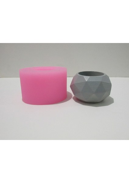 Geometrik Desen Saksı Silikon Kalıbı -3 (Mum, Kokulutaş , Sabun Kalıbı)