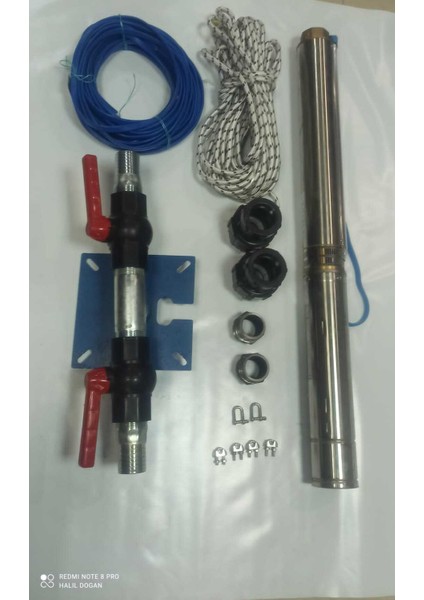 4sd6/8 1 Hp Alarko Trifaze 30 mt Yassı Kablolu 60 mt Halatlı Çift Vanalı Akıtma Başlıklı Takım Dalgıç Pompa
