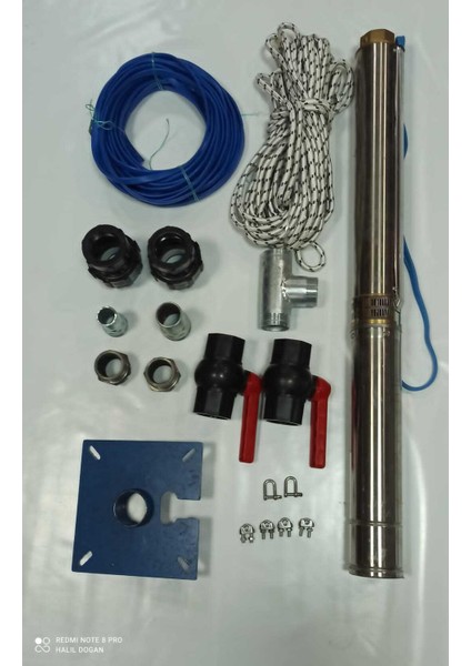 4sd6/8 1 Hp Alarko Trifaze 30 mt Yassı Kablolu 60 mt Halatlı Çift Vanalı Akıtma Başlıklı Takım Dalgıç Pompa