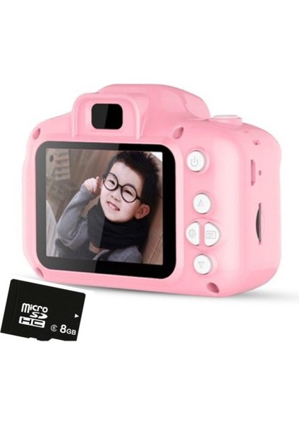 Mini 1080P Çocuklar Için Dijital Fotoğraf Makinesi-Oyun,video,filtre-Son Versiyon 8 GB Sd Kart