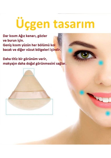4 Adet Üçgen Pamuk Yıkanabilir Kadife Puf Yüz Kontür Makyaj Bez Süngeri Kozmetik Fondöten