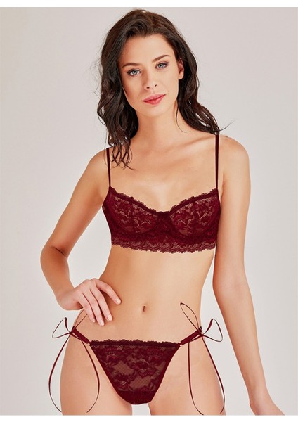 2216 Dantelli Arkası Ip Detaylı Sütyen-Bordo modelleri