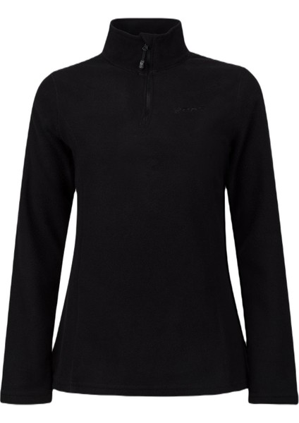 Pinna Yarım Fermuarlı Kadın Polar Sweatshirt Siyah