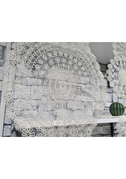 Çiçek Kordonlu 5 Parça Salon Takımı Krem indirimleri