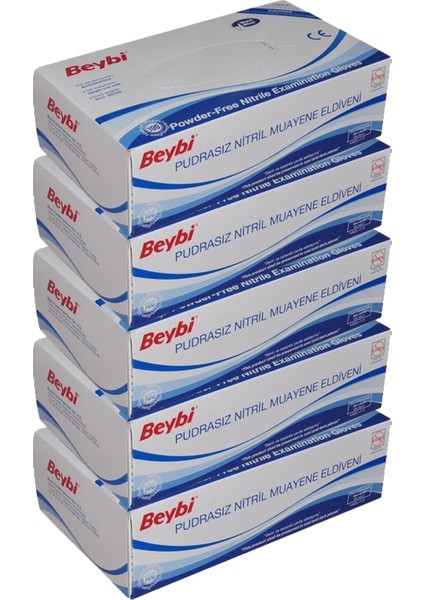 Pudrasız Mavi Nitril Eldiven M Beden 5 x 100'lü