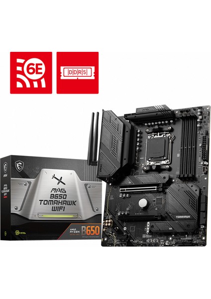 MAG B650 TOMAHAWK WIFI AM5 DDR5 6600MHZ(OC)  HDMI DP M.2 USB3.2 2.5G LAN WIFI 6E ATX