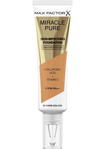 Max Factor Fondöten Miracle Pure Foundation Warm Golden No: 76