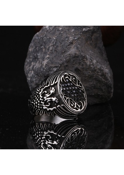 Kartal Motifli Mini Zirkon Taşlı 925 Ayar Gümüş Yüzük fiyatları