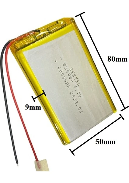 855080 3.7V 4000 Mah Lityum Polimer Pil 1.5A (Drone Için Uygun Değildir)