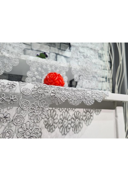 Çiçek Kordonlu 5 Parça Salon Takımı Gri