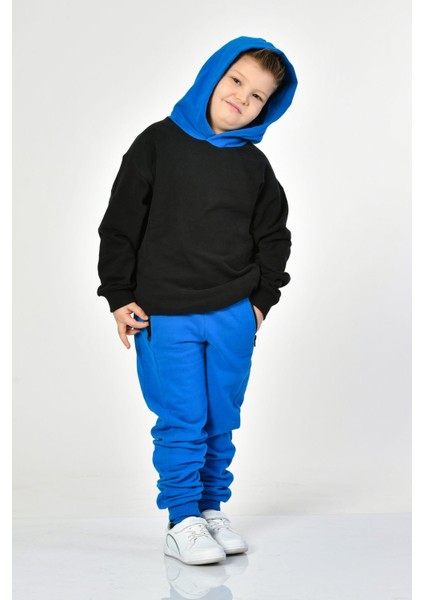 Cepli Kapüşonlu Erkek Çocuk Sweatshirt - Siyah Siyah - 8-10 Yaş modelleri