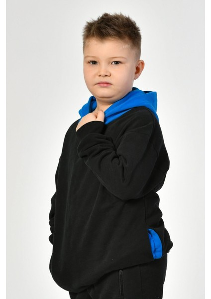 Cepli Kapüşonlu Erkek Çocuk Sweatshirt - Siyah Siyah - 8-10 Yaş fırsatları